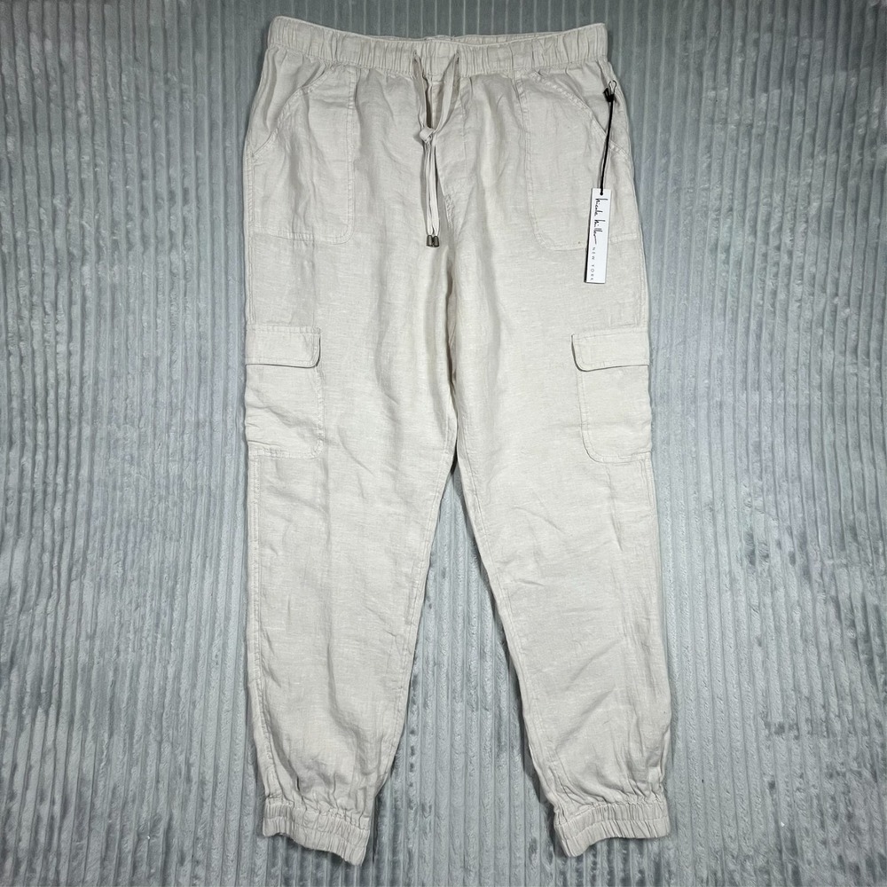 Nicole Miller Linen Cargo Jogger‎ Pants Women's XL Classic Comfort Beach Resort